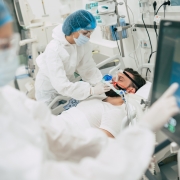 Patient being monitored in hospital
